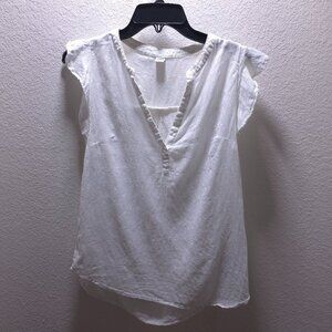 Old Navy Womens Flutter Sleeve White Textured Cotton Blouse Size Small